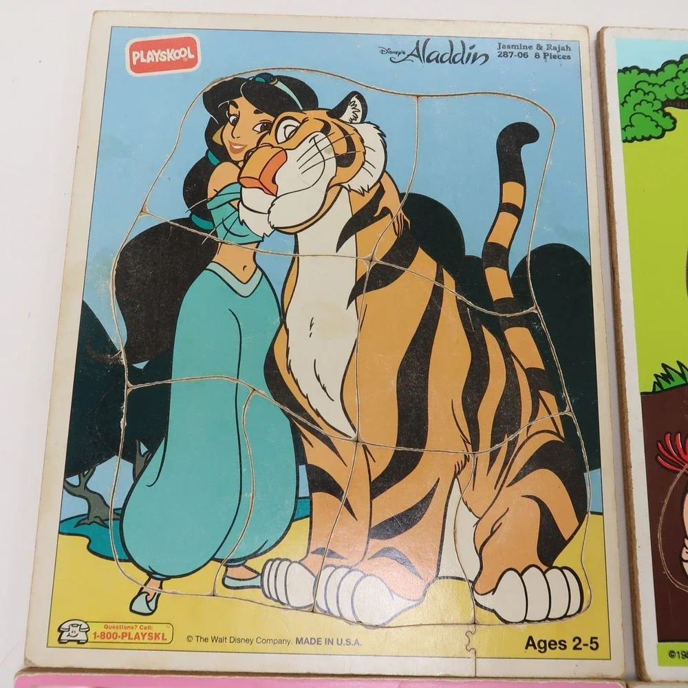 Disney Aladdin Teletubbies Pirates Raggedy Playskool Wooden Tray Puzzles Lot